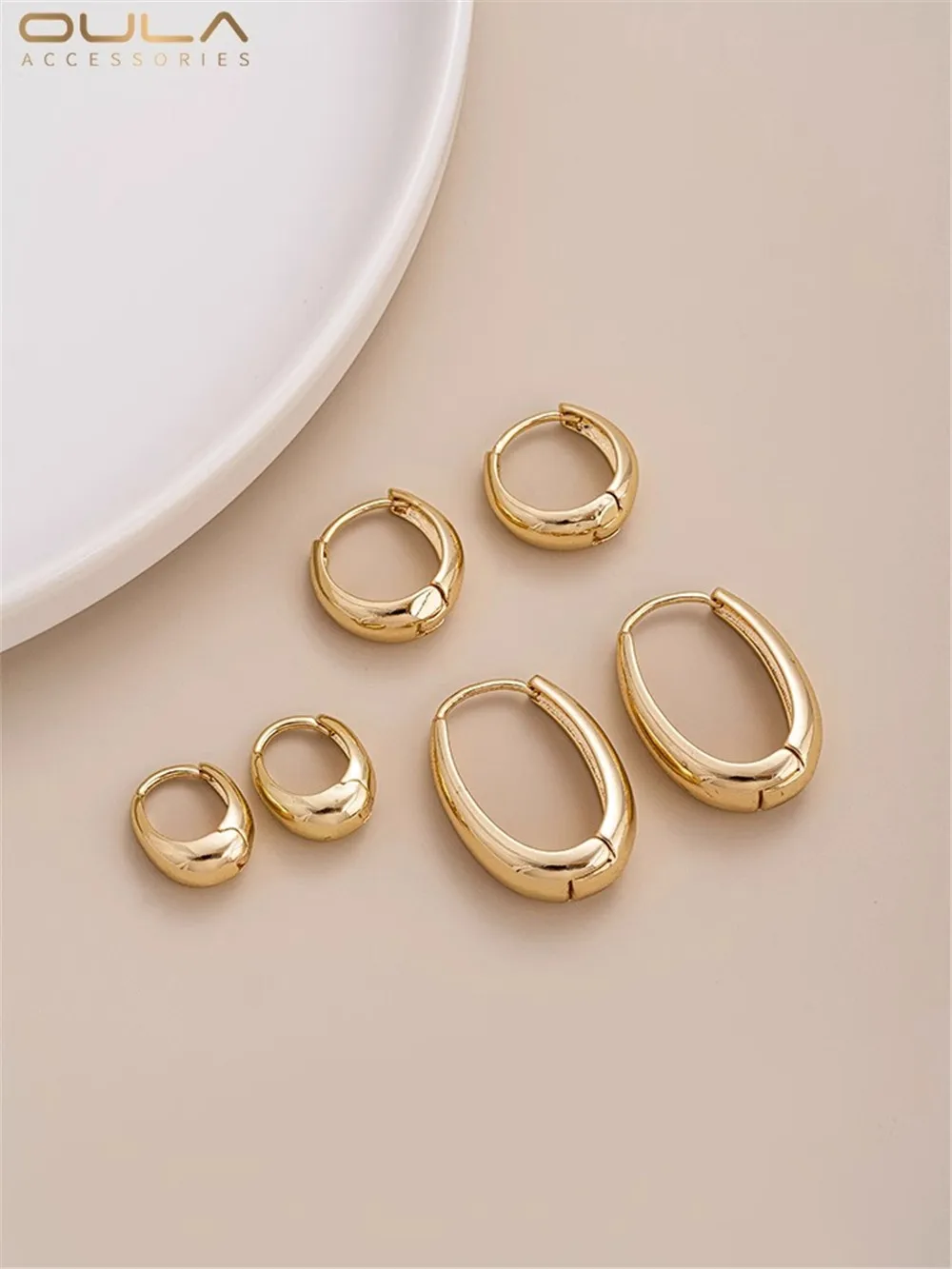 

14K Gold Covered Water Drop Ear Buckle Fashion Light Luxury Simple Temperament Female Earrings High-grade Ear Accessories