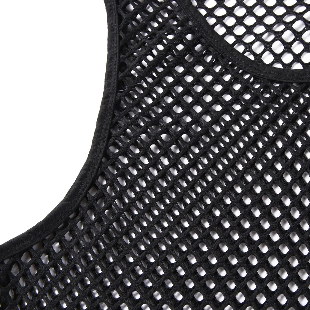 Mens Sexy Tank Top Transparent Mesh Undershirt Fishnet Vest String Sleeveless Shirts Male See Through Night Clubwear Slim Sport