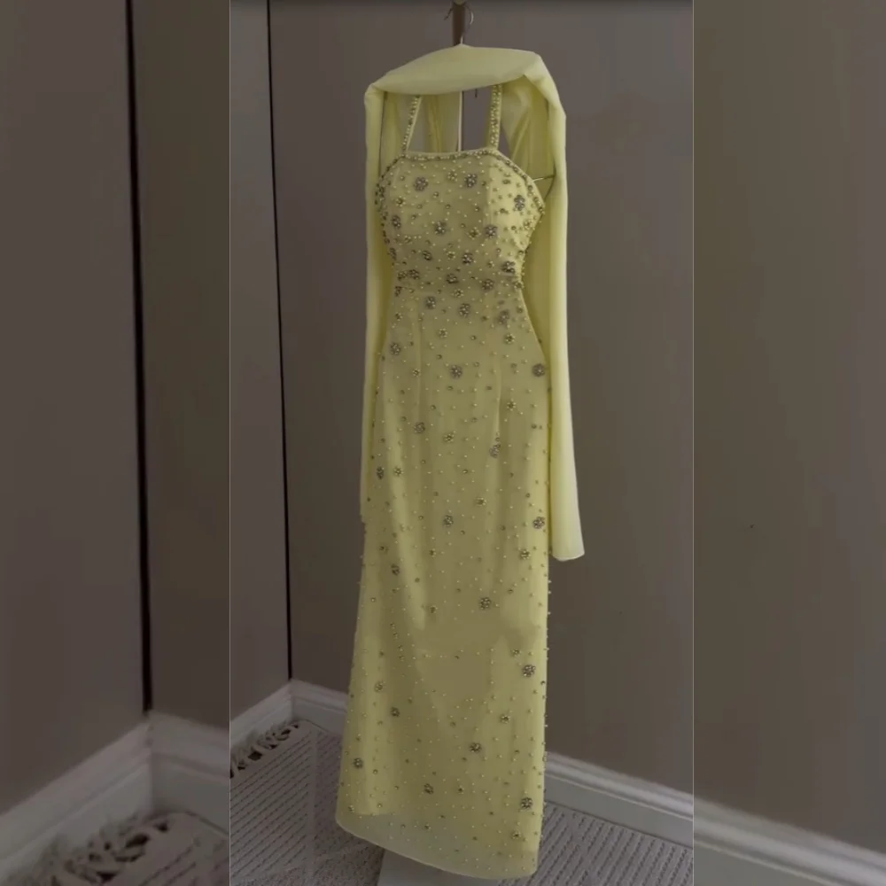 

Customized High Quality Jersey Sequined Pearl A-line Scalloped Long Dresses Bespoke Occasion Fashion Sparkle