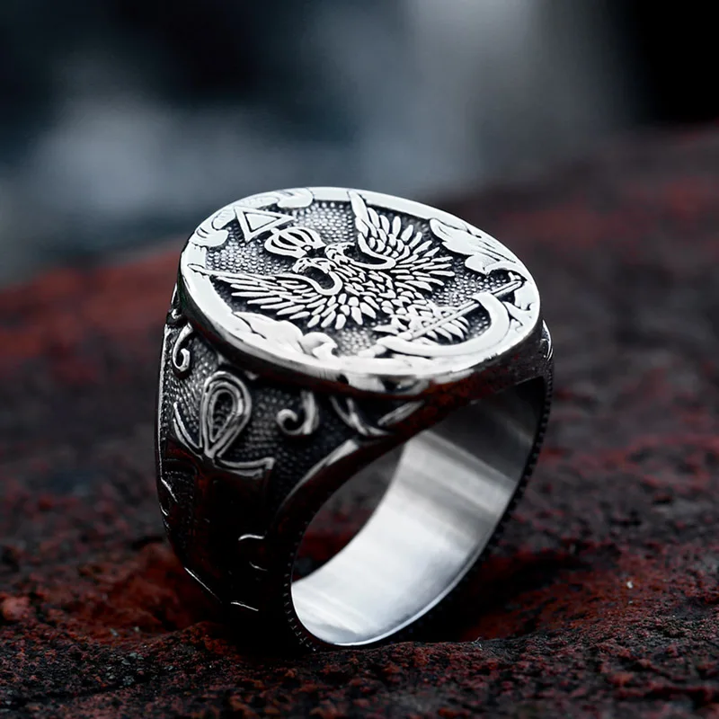 BEIER New Design Stainless Steel Eagle Ring Bird Pattern Cross US Style Men\'s Ring Cool Biker Animal Jewelry High Quality