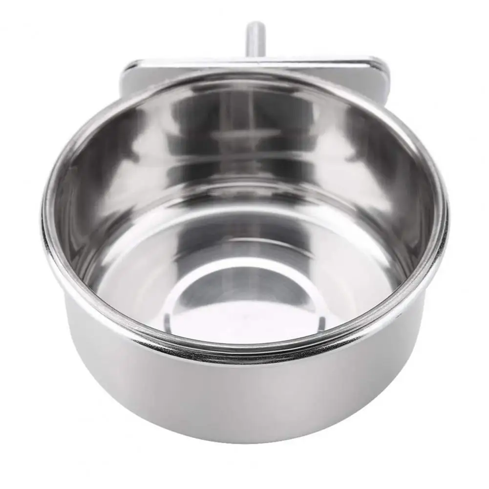 Pet Parrot Feeding Cup Stainless Steel Hanging Bowl Anti-turnover Pet Food Cage with Clips Bowl for Parakeets Hamsters