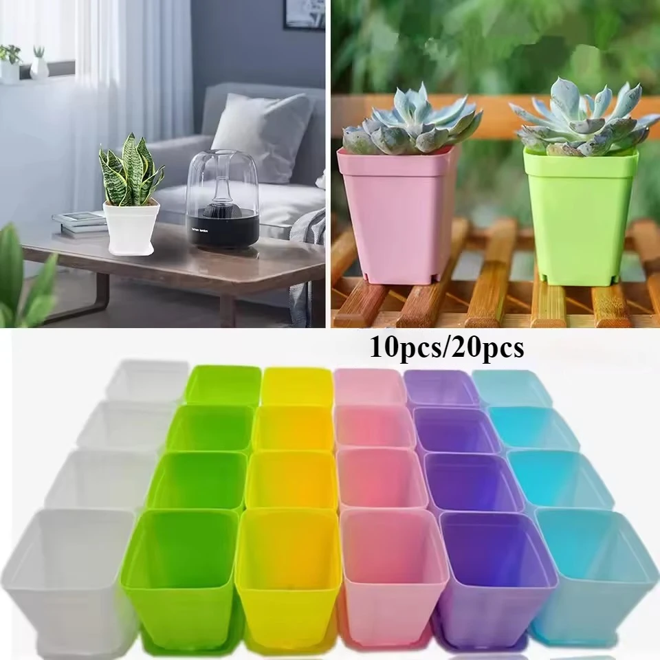 10/20Pcs Mini Square Flowerpot Thickened Small Nursery Pot Colorful Seeds Box Succulent Plant Planters Trays Garden Decoration