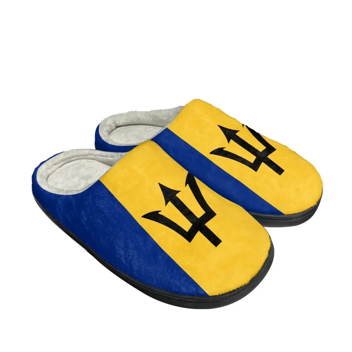 Barbados Flag Women and Men Winter Indoor Warm Thickened Slippers Winter Closed Toe Cotton Slippers Pantuflas 2023