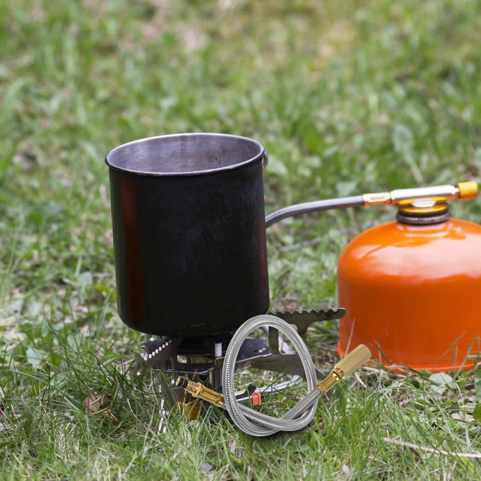 Outdoor Camping Gas Cylinder Hose Extended Tube Stove Grill Replacement Burner Part Flat Gas Canister Accessory Bbq