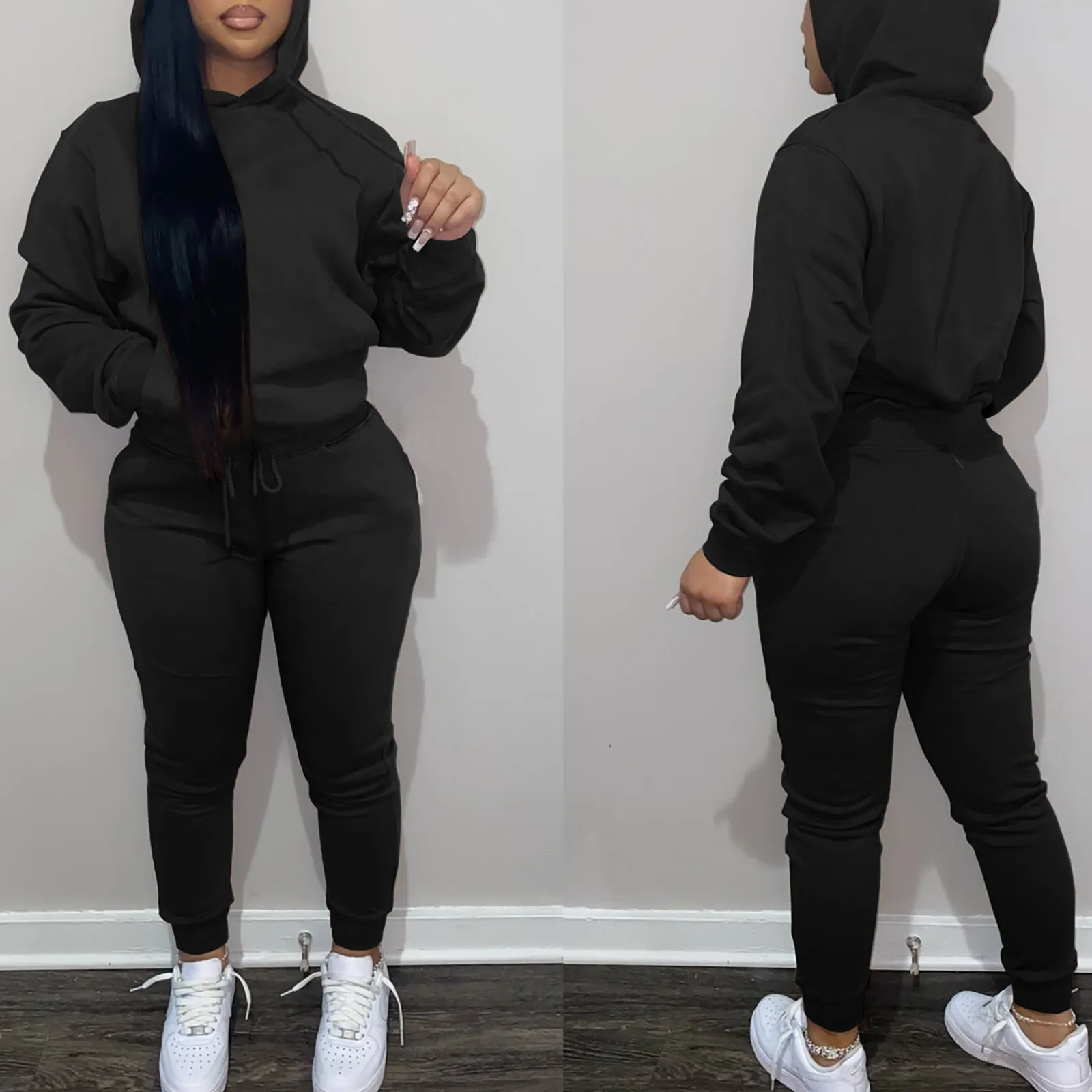 Womens Sweatsuits 2 Piece Set Fall/Winter Loose Sweat Sets Comfy Hoodie Sweatshirt & Drawstring Cuffed Sweatpants