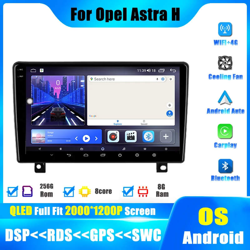 9 Inch Android 14 Carplay For Opel Astra H 2006 - 2014 Car Radio Player Navigation GPS Bluetooth Multimedia Intelligent System