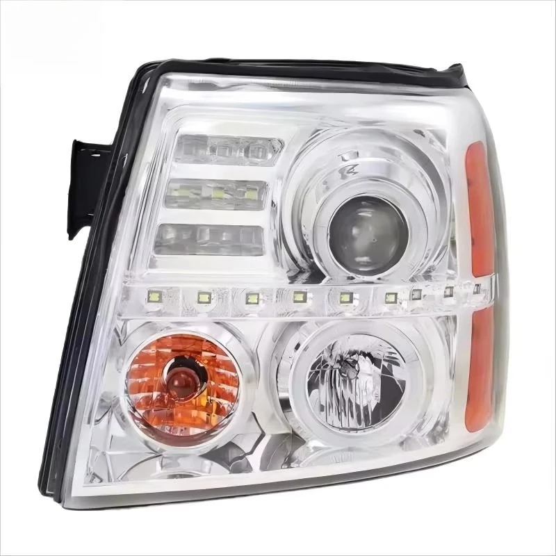 

2 PCS For 2002-2006 Cadillac Escalade LED Headlights Dual Chrome Clear Hot Selling Halo Projector Headlight Patch Lamp Strip