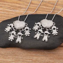 AIBEF Trendy Boy/Girl Pendant Necklaces Women Fashion Charm Cute Chain Choker Heart Family Jewelry Son/Daughter Birthday Gifts