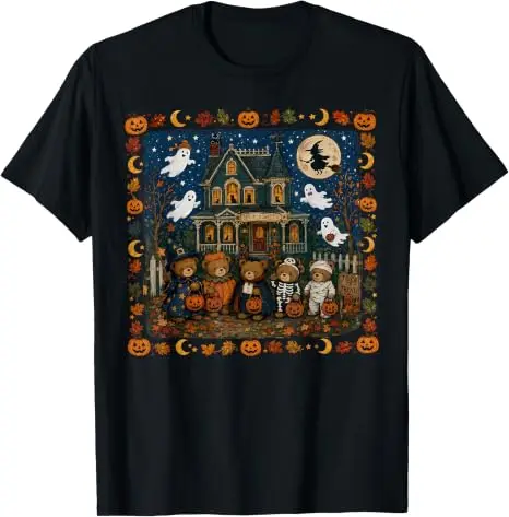 90er-Jahre-Bären-Halloween-T-Shirt für Jungen und Mädchen, Y2k, niedliche Horror-Streetwear-Kleidung, kurzärmelige Baumwollkleidung – Detail 7