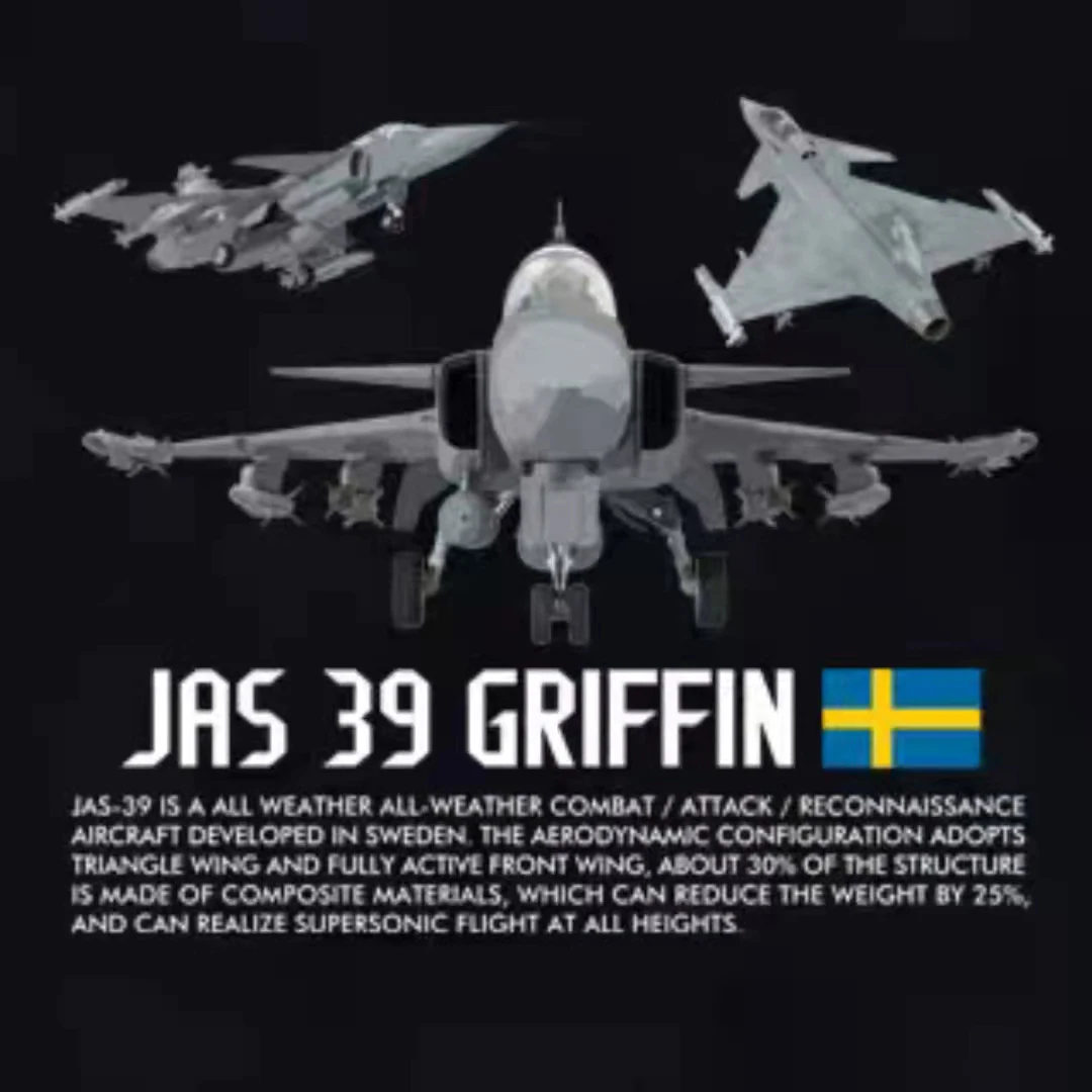 Sweden SAAB JAS 39 Gripen Fighter Aircraft Premium T-Shirt. High-quality Cotton Short Sleeve O-Neck Mens T Shirt New S-3XL