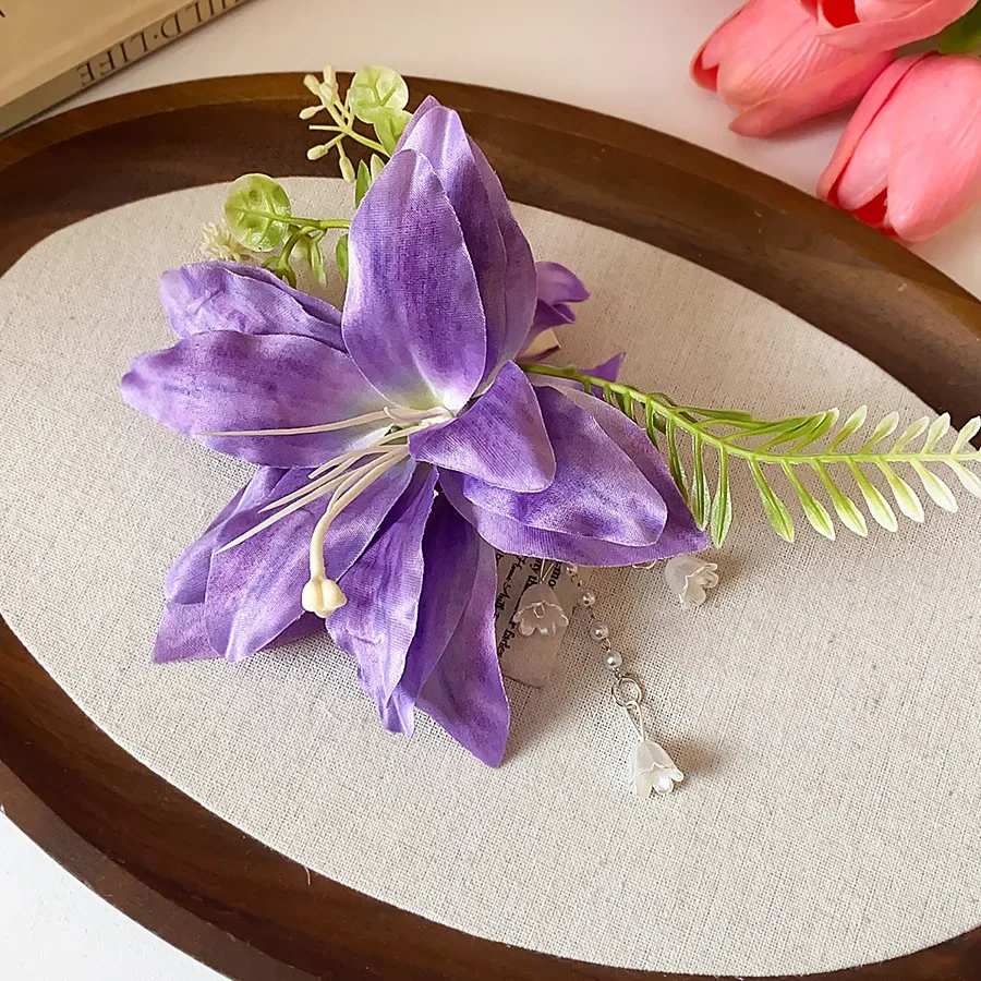 Vielseitige Romantische Künstliche Blumen-Haarspangen für Frauen, Frische Süße Blumencluster-Quasten-Haarklammern für Urlaub, Reisen und Fotoshootings M – Detail 9
