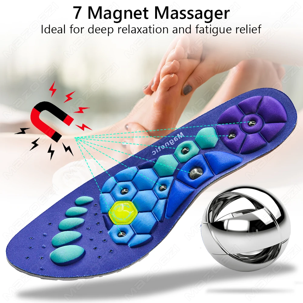 Sport Magnetic Therapy Massage Insoles for Shoes Foot Acupressure Soft Shock Absorption Deodorant Running Unisex Orthopedic Pads image 2