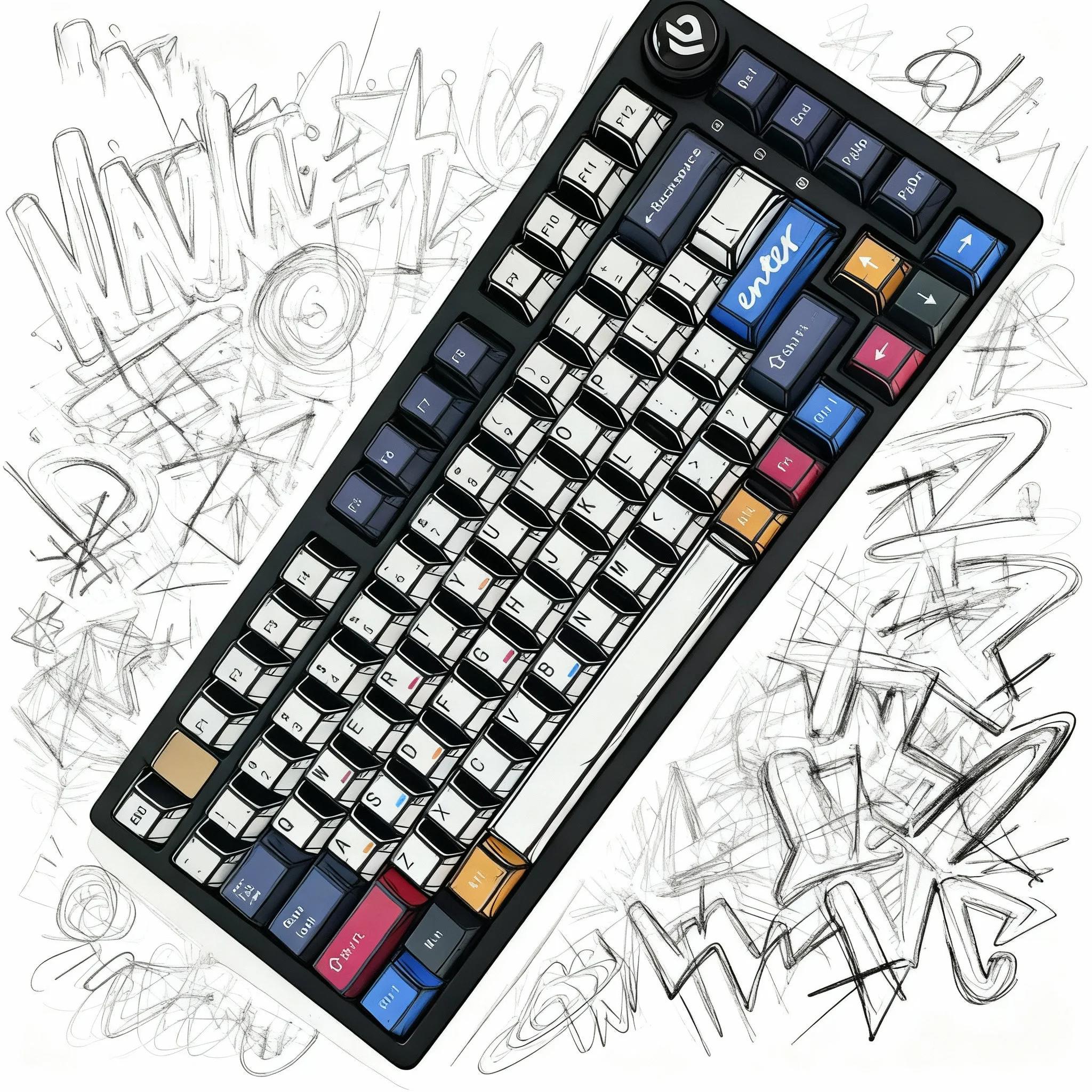 ชุดคีย์แคป Graffiti PBT 130 ปุ่ม โปรไฟล์ Cherry 5 ด้าน พิมพ์ลายด้วยเทคนิค Dye Sublimation สำหรับสวิตช์ Cherry Gateron MX คีย์บอร์ดเกมมิ่ง