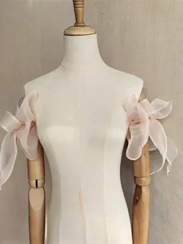 新娘袖子可拆式蝴蝶結歐根紗女士婚紗派對禮服配件 8 最佳銷售 正式禮服的可拆式袖子 - №4