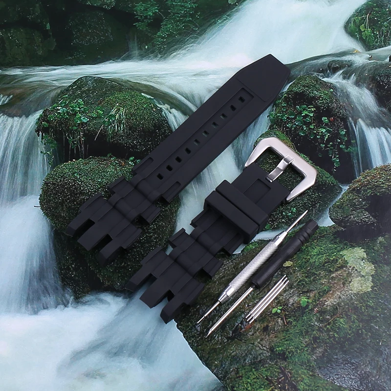 Correa de reloj de goma de silicona negra de 26mm, repuesto para Invicta Pro Diver, accesorios para reloj deportivo resistente al agua para hombre, hebilla