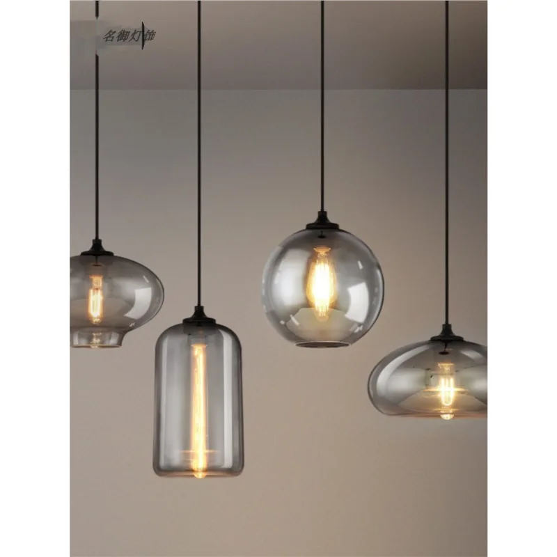 Nordic Creative Retro Pendant Lights Restaurant Personalized Coffee Shop Hotel Model Room Electroplated Ashtray Glass Chandelier