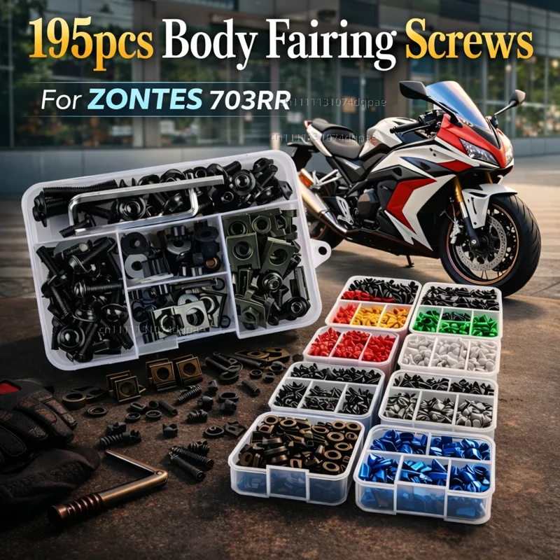 195pcs Motorcycle Fairing Bolts Body Screws Nuts For ZONTES 703RR 703 RR 2025 2024 Kit Aluminum CNC Fasteners Clips Set