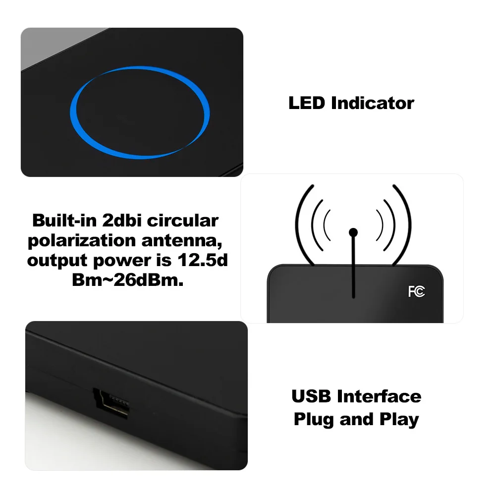 915Mhz RF UHF‑ Smart Contactless Reader‑Writer Smart USB Interface Identification Card Reader Contactless Card Reader