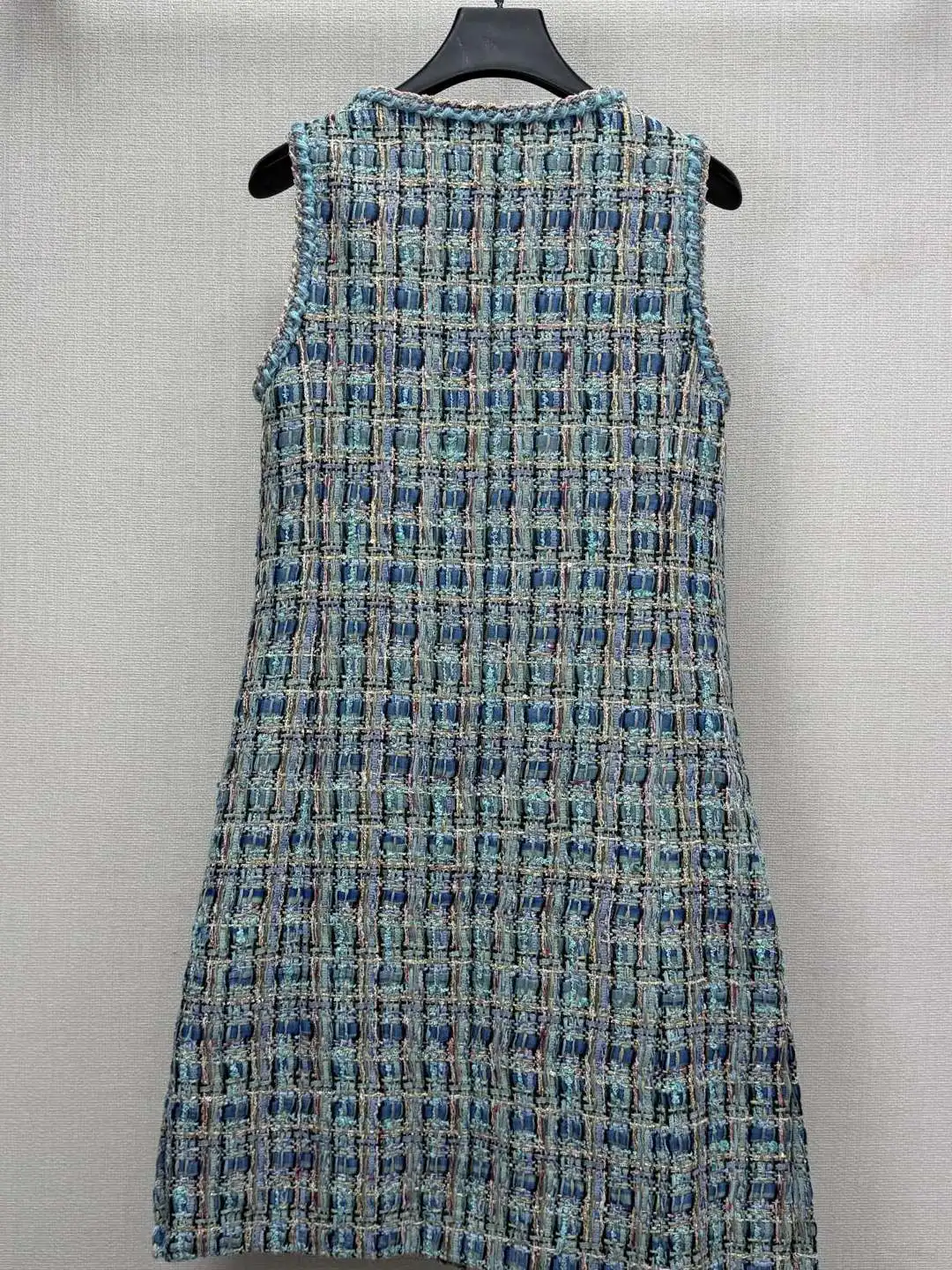 New Arrival Women's Classic Tweed Sleeveless Vest Dress Casual Versatile Midi Skirt