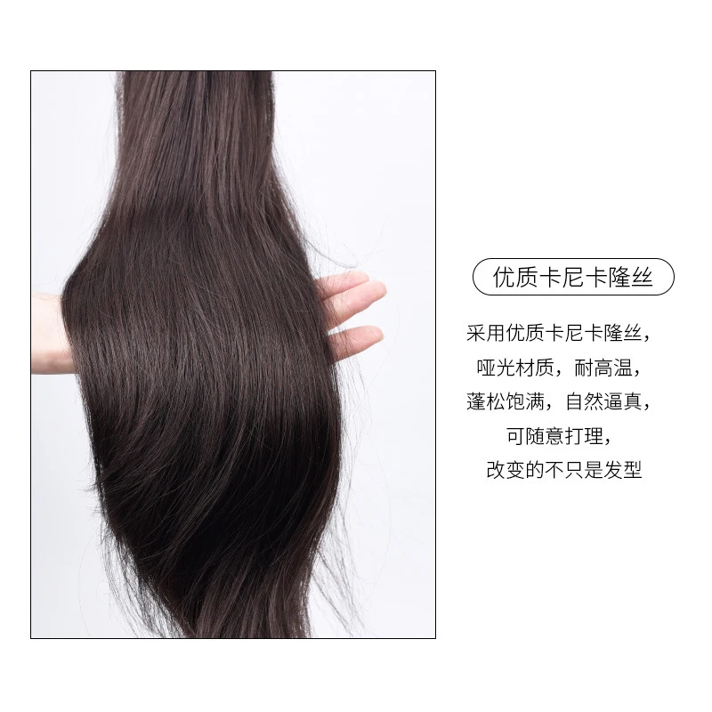 European and American style synthetic high-temperature silk curly ponytail, naturally voluminous long hair with claw clip h