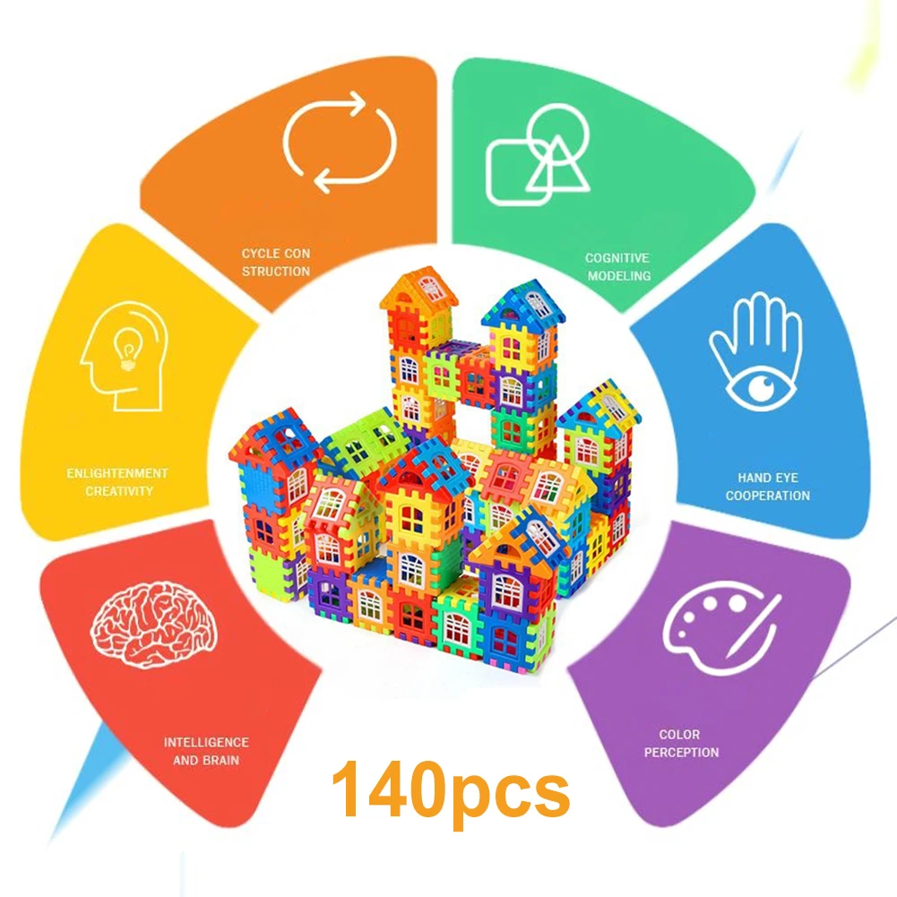 140/210 Pcs House Building Block Toy Construction Building Model Set House Building Kit for 3+ Year Old Boys and Girls