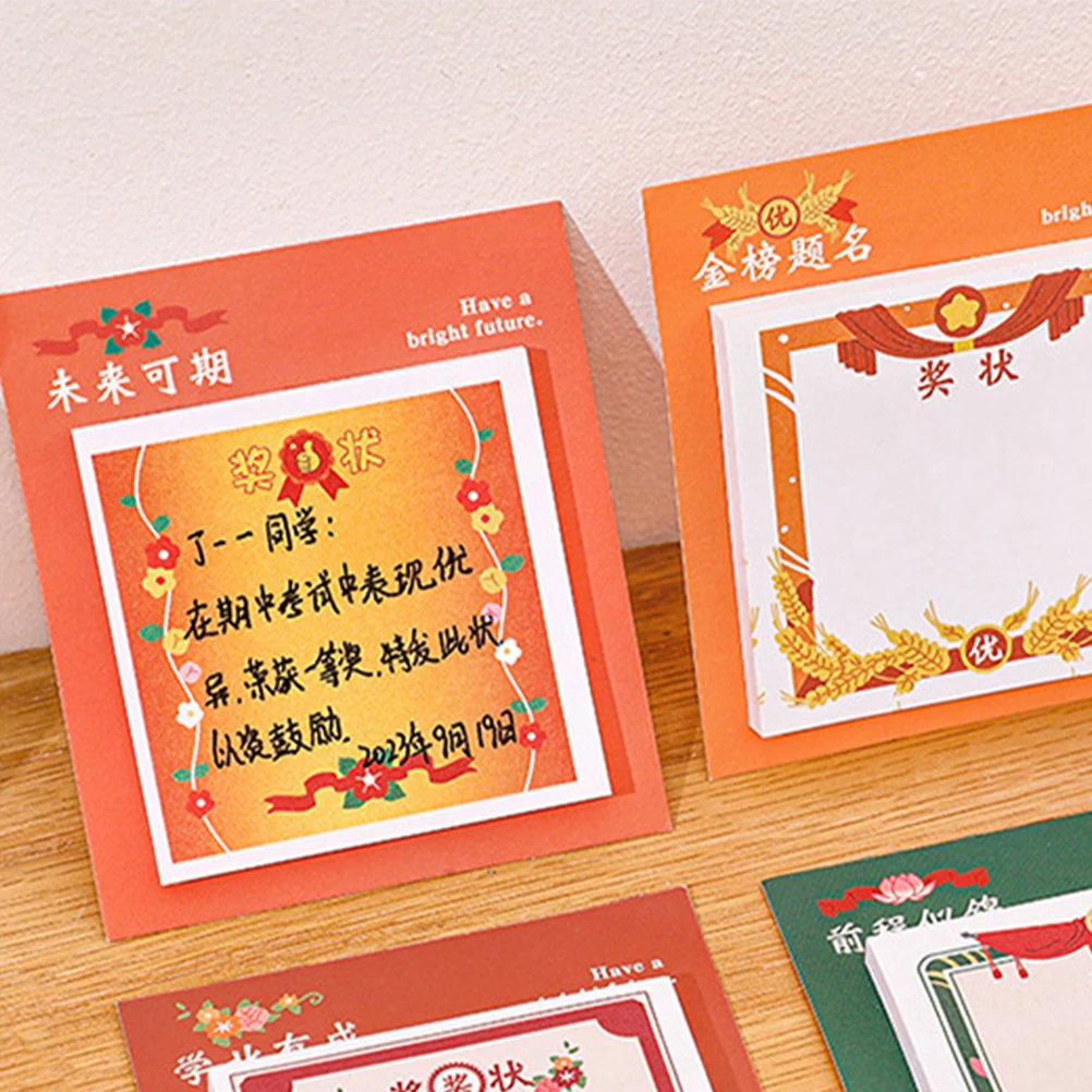 

4 Pcs Certificate and Note Sticky Notepad Handwriting Materials Notebooks Camping Child