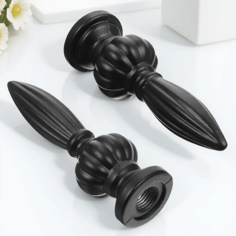 

2pcs Horn Frame Decorative Heads Lampshade Finials 10MM Inner Thread Zinc Alloy Black Color Table Floor Lamps Accessories