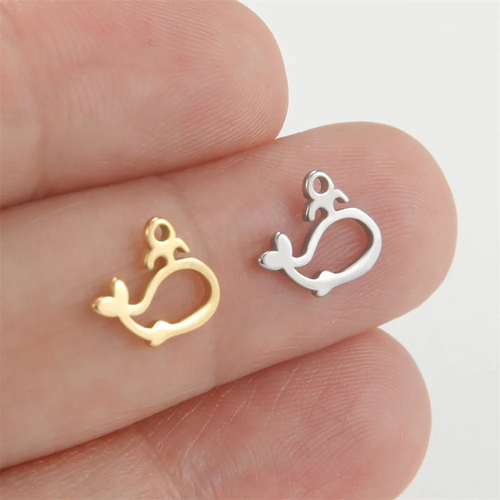 My Shape 5 pcs Fish Charms Dolphin Whale Shark Tropical Fish Stainless Steel Pendants for Necklace Bracelets DIY Jewelry Making