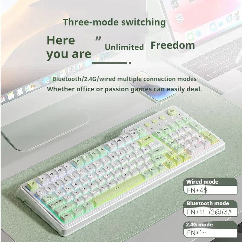 Aula F3099 Tri-Mode Wireless Silent Keyboard Mechanical Feel Compatible Multiple Platforms Effect Long Battery Life Game Office