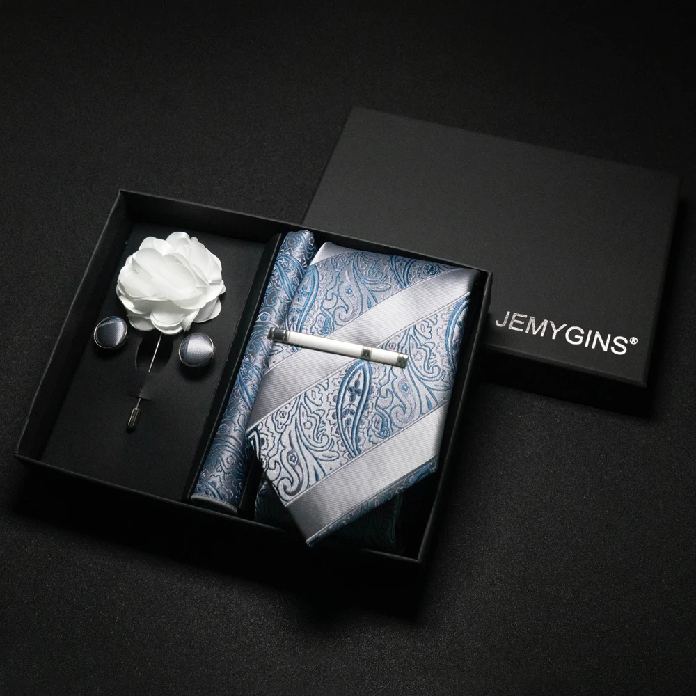 Weinrote Herrenkrawatte, Paisley-Seidenkrawatte, Einstecktuch, Manschettenknöpfe, luxuriöses Geschenkbox-Set, Hochzeitskrawatte, Accessoires, Krawatte für Herren – Detail 8