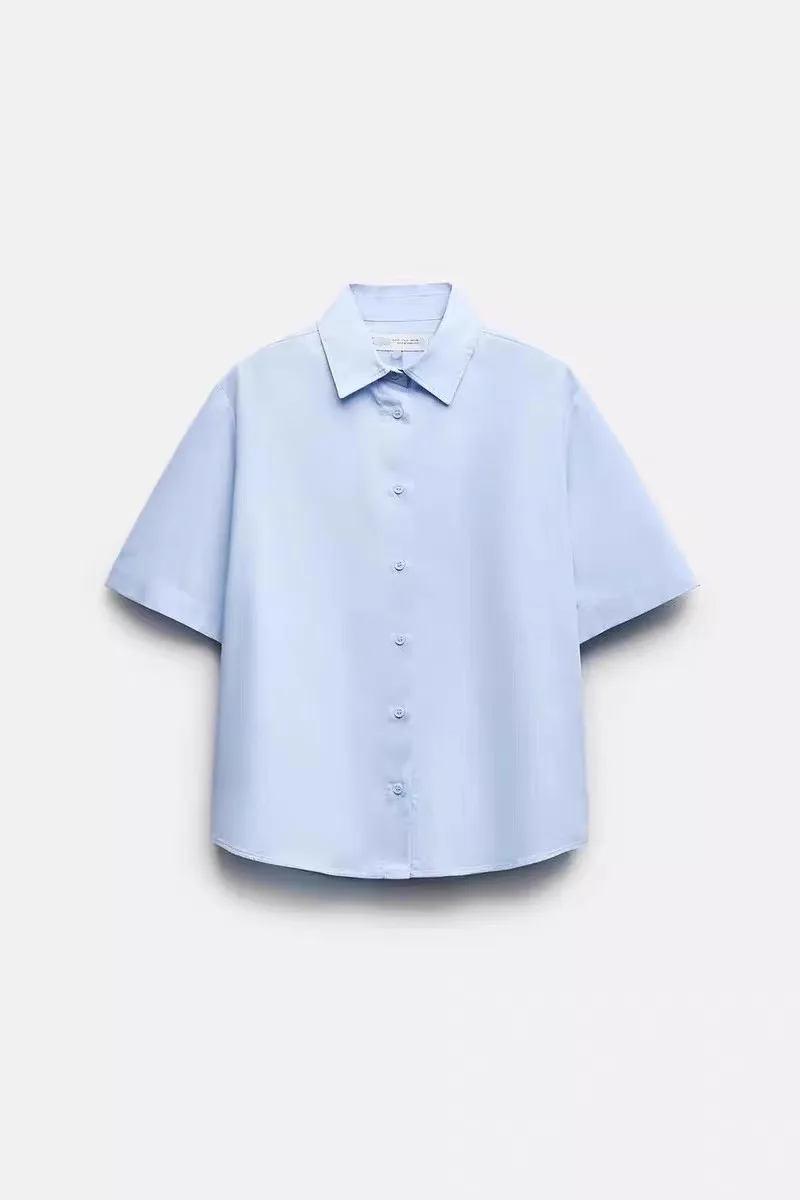 Ele Casual White antung irt Loose ort Sve Women's Faion Spring 2024 Oddychający, wygodny top uniwersalny na każdą okazję