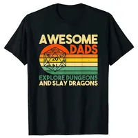 Funny Awesome Dads Explore Dungeons DM RPG Dice Dragon T Shirts Summer Streetwear Short Sleeve Gifts T-shirt Mens Clothing