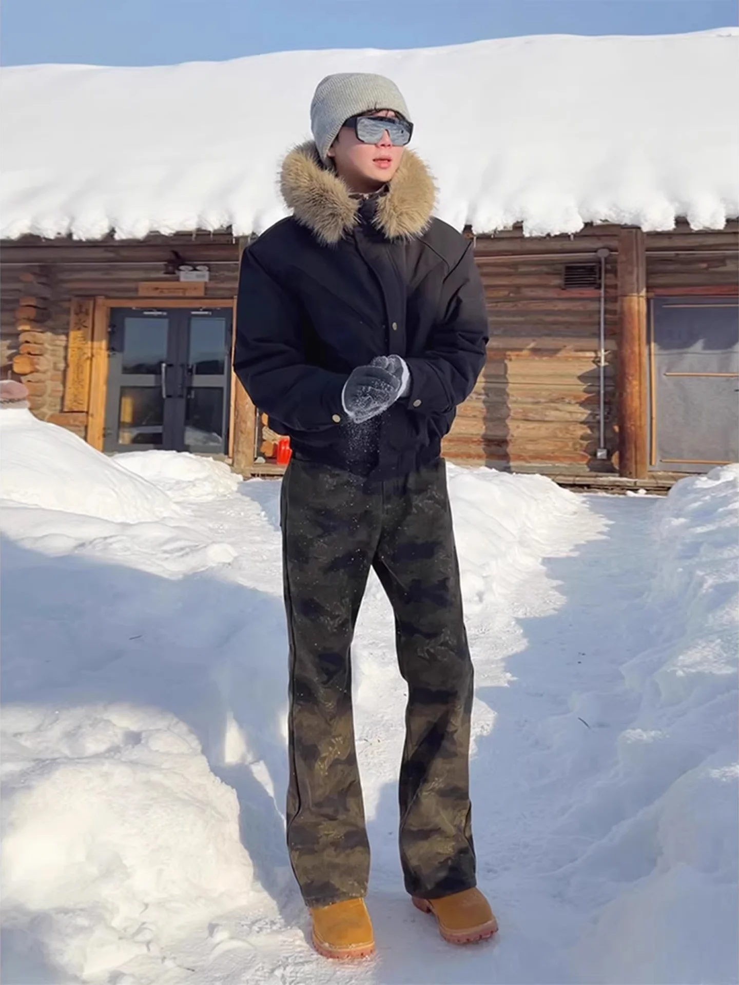 

Мужские джинсы с камуфляжной подкладкой American Sle Fce, расклешенные брюки Cleanfit High Street Vibe, молодежные повседневные прямые брюки