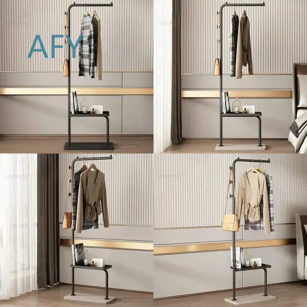 Floor-to-Ceiling Coat Rack for Living Room Bedroom Balcony Villa Home Storage Shelf Wrought Iron Wall Mounted Hanger Light