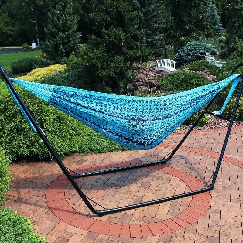 2026 PIOEN 2-Person Mayan Family Hammock Thick Cord With 625-Pound Capacity For Outdoor Furniture, Blue