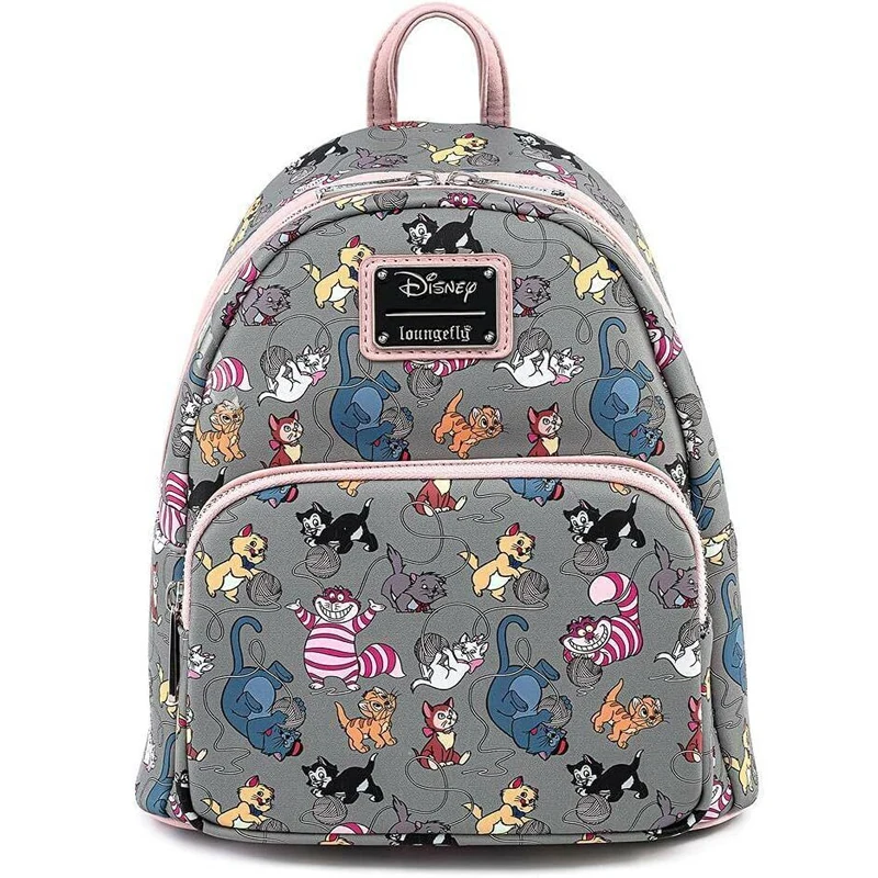 The Aristocats Trio Floral Mini Backpack Womens Double Strap Shoulder Bag Peter Pan Leather Backpack Waterproof Bag for Girls