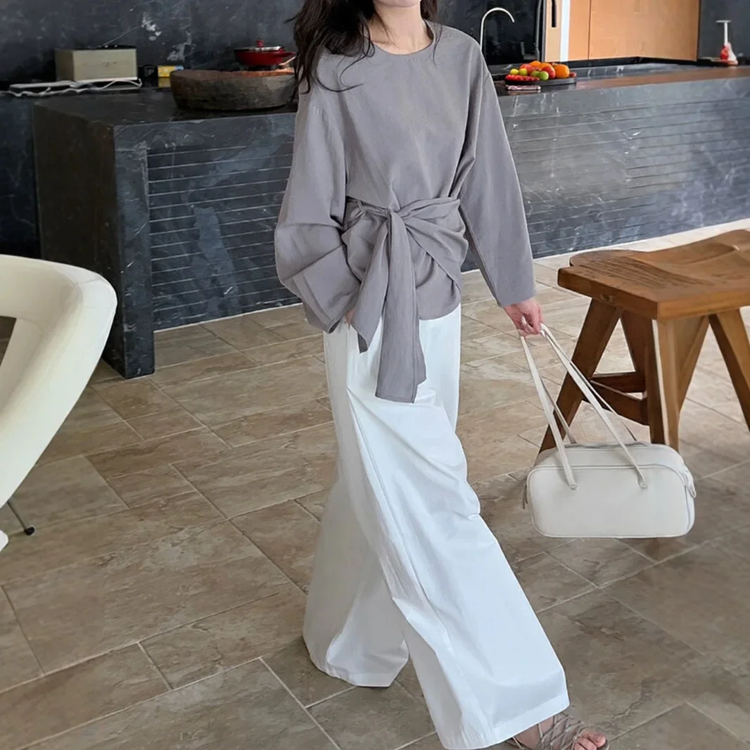 

[ Spring New Products] Design Lazy Wind Waist Long Sleeve Shirt ACYR8238