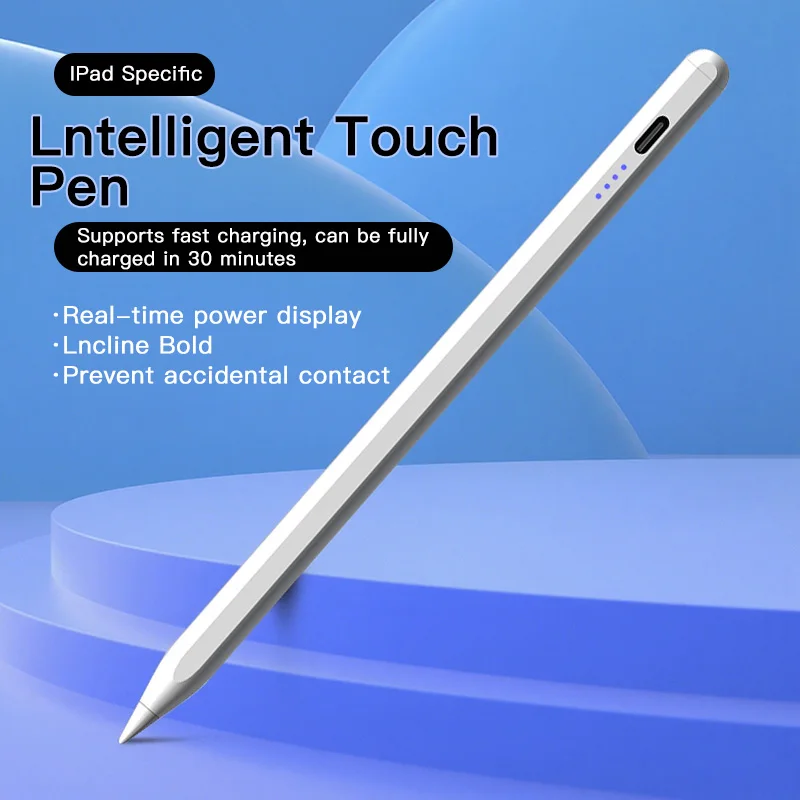 قلم ستايلس لقلم أبل مع مؤشرات طاقة LED قلم رصاص يعمل باللمس لـ 2022 2021 2020 2019 2018 قلم iPad