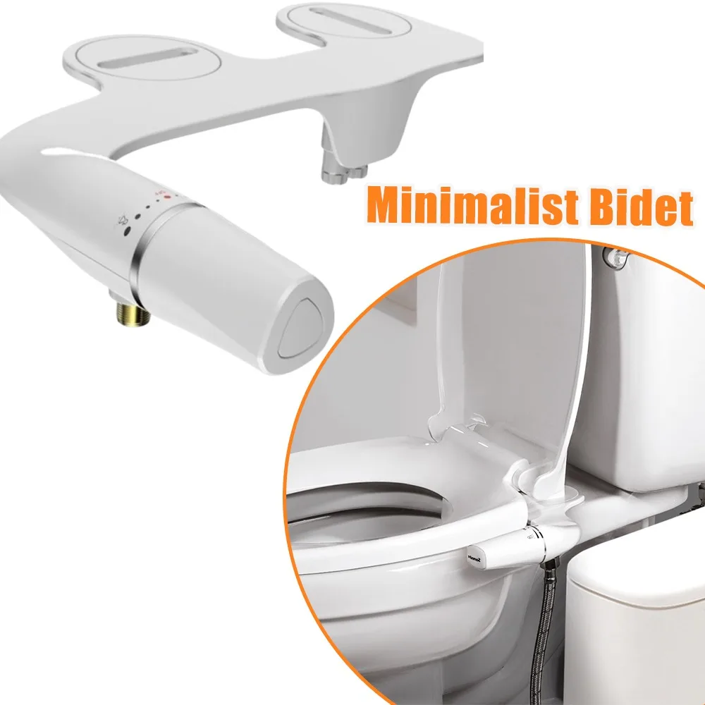 Bidet Attachment for Toilet Ultra Thin Self Cleaning Dual Nozzle Rear Feminine Wash Adjustable Pressure Non Electric Sprayer