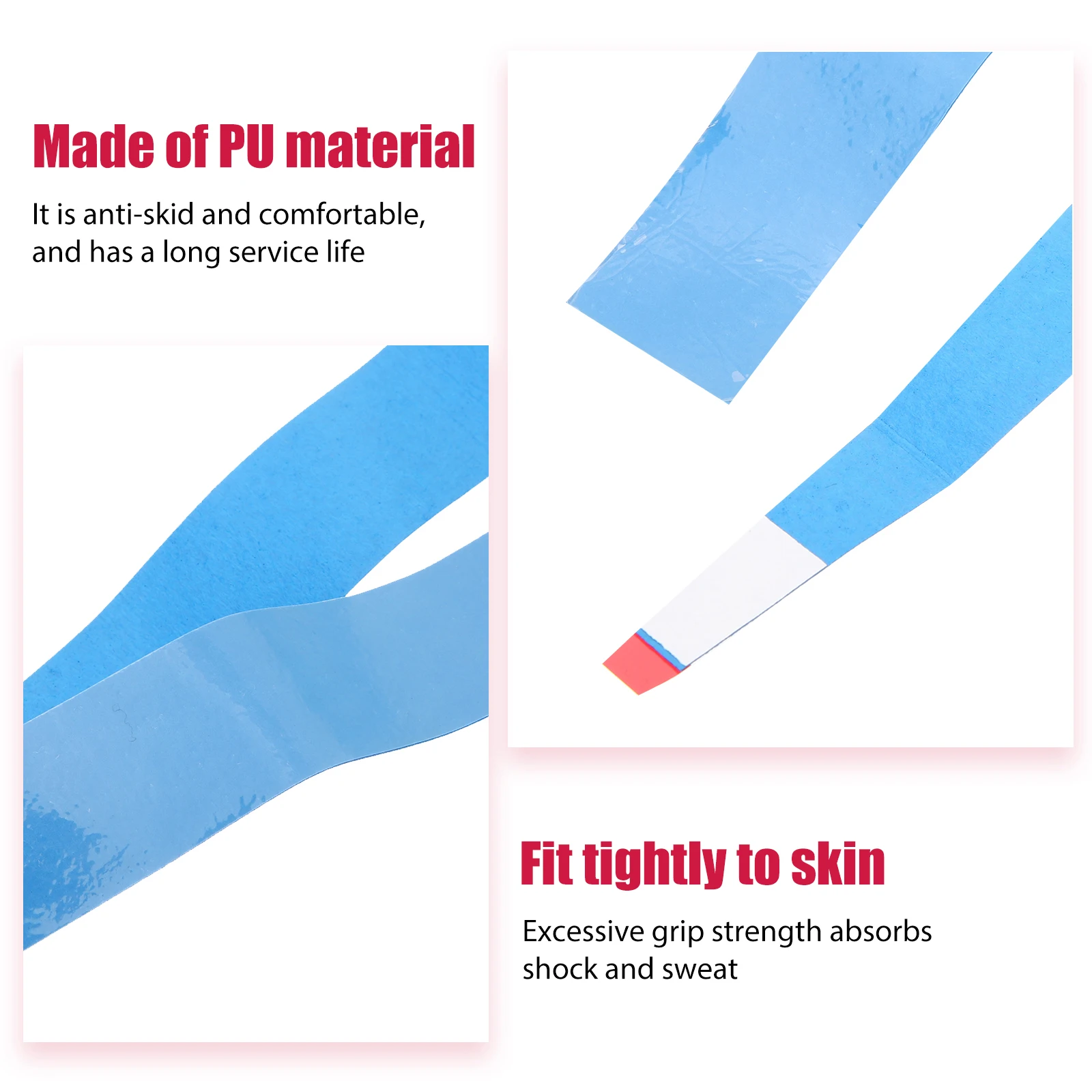 

10pcs Anti-slip Handle Strap Grip Tape for Tennis Badminton Racket PU Sweatband Wrap Sports Supplies Random Color