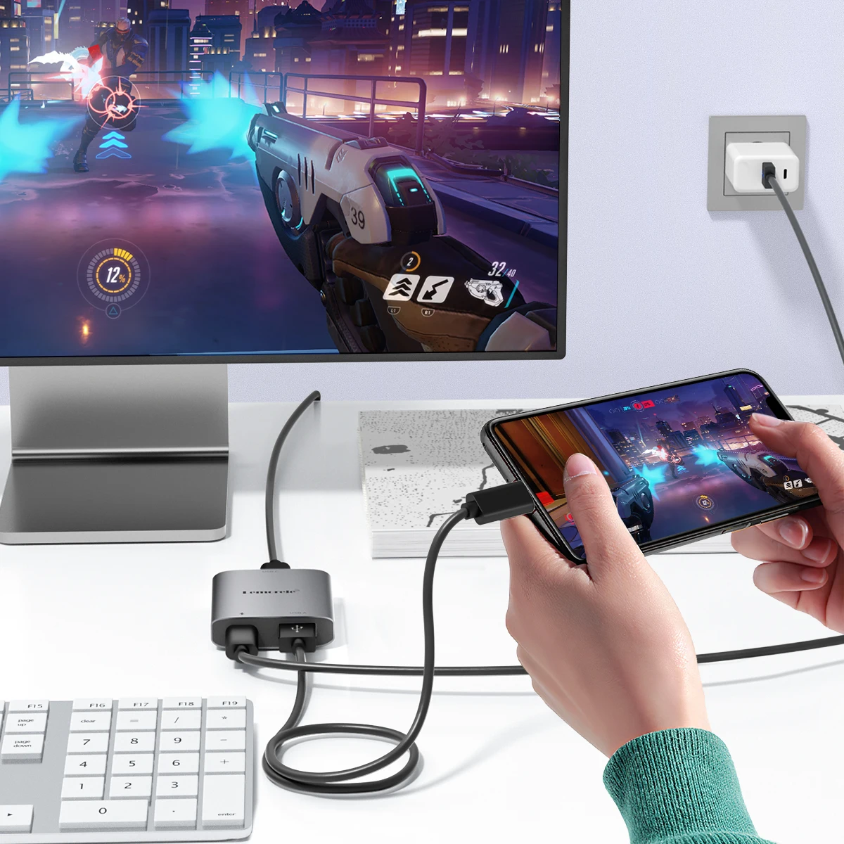 Lemorele Lightning to USB C AR Charging Transmission Module Data Cable Lightning ToTypeC For XREAL Nreal Air Rokid Glasses