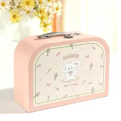 Portable Storage Box Suitcase Paperboard Boxes Case Small Handheld Decorative Gift Cardboard Stationery Organizer chesttravel