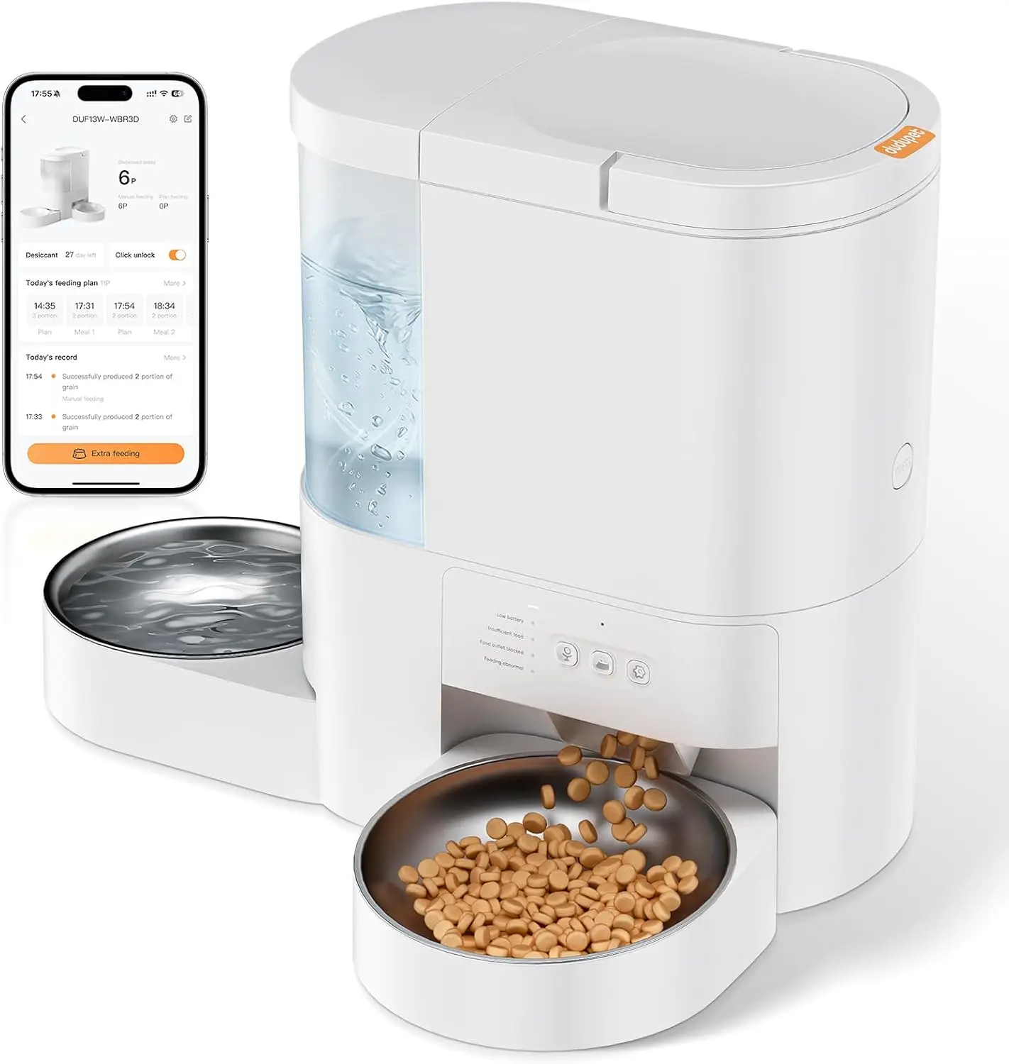 Automatic Cat Feeder with 5G WiFi App Control, 4L Timed Food Dispenser and 3L Waterer for Pets