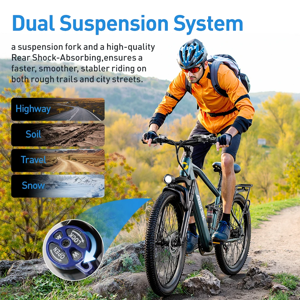 Aairsk ЕС/Великобритания Прямая доставка 26 дюймов 400 Вт 36 В 13 Ач Электрический велосипед Городской электрический велосипед для взрослых Bicicletas Электрический дорожный велосипед