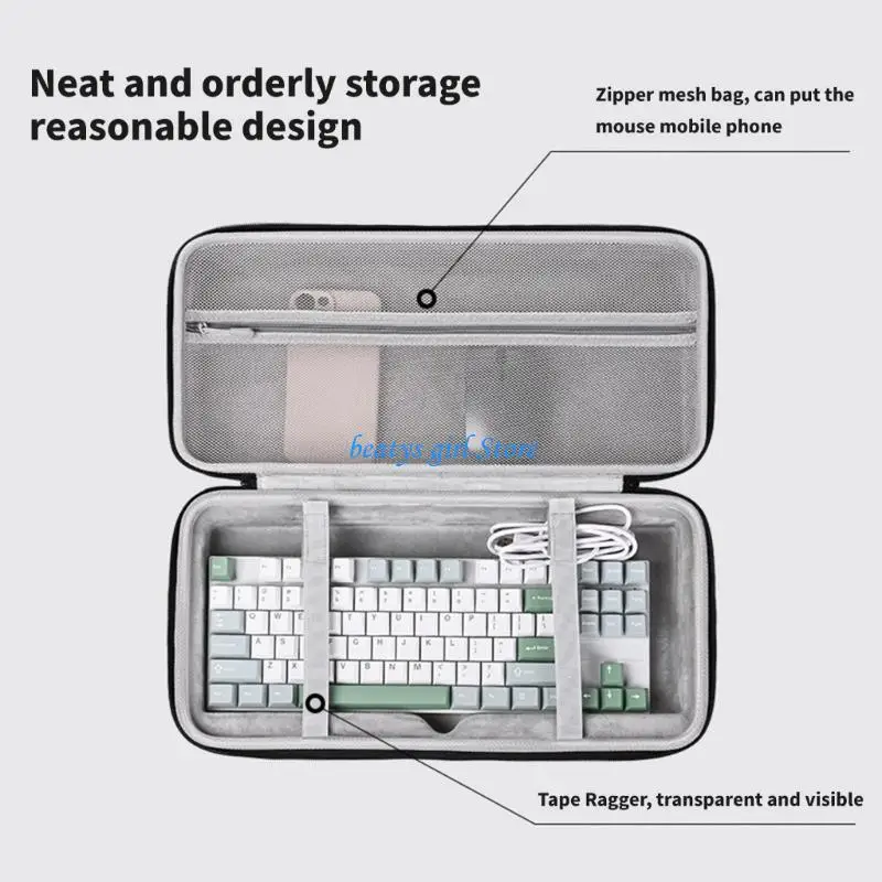 

C7AB Outdoor Keyboards Carrying Case Hard Shell Travel Carrying Keyboards Case for 68 Keys Wireless Ergonomic Keyboards