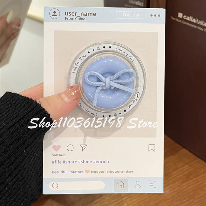 

Korean Cute 3D Bowknot Button Magnetic Phone Griptok Phone Holder Stand Universal For iPhone 17 For Magsafe Phone Ring Grip Tok