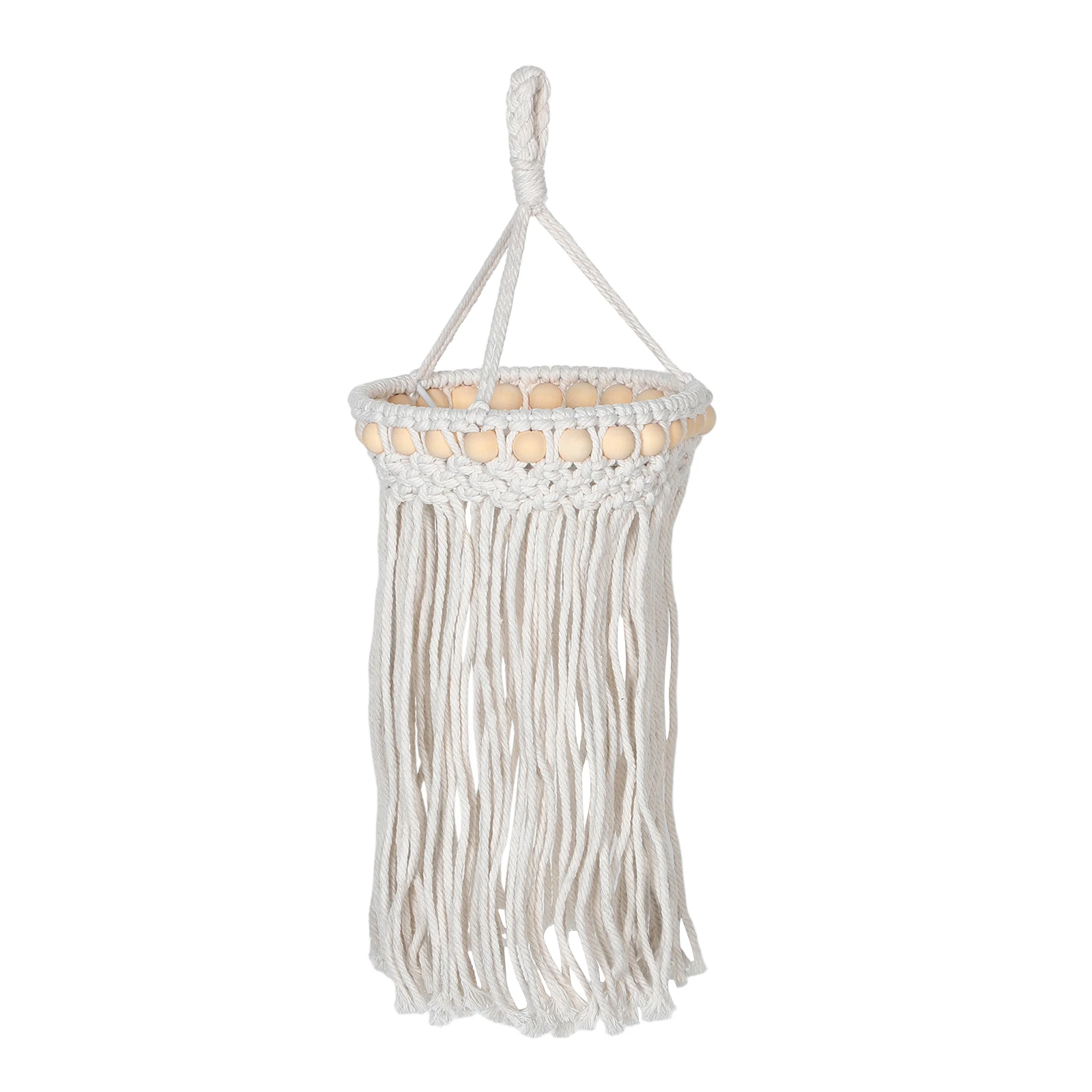 

Handmade Macrame Lampshade Pendant Cotton Rope Cover Tassels Beads Bedroom Living Room Hanging Lamp Shade Handwoven Boho Ceiling