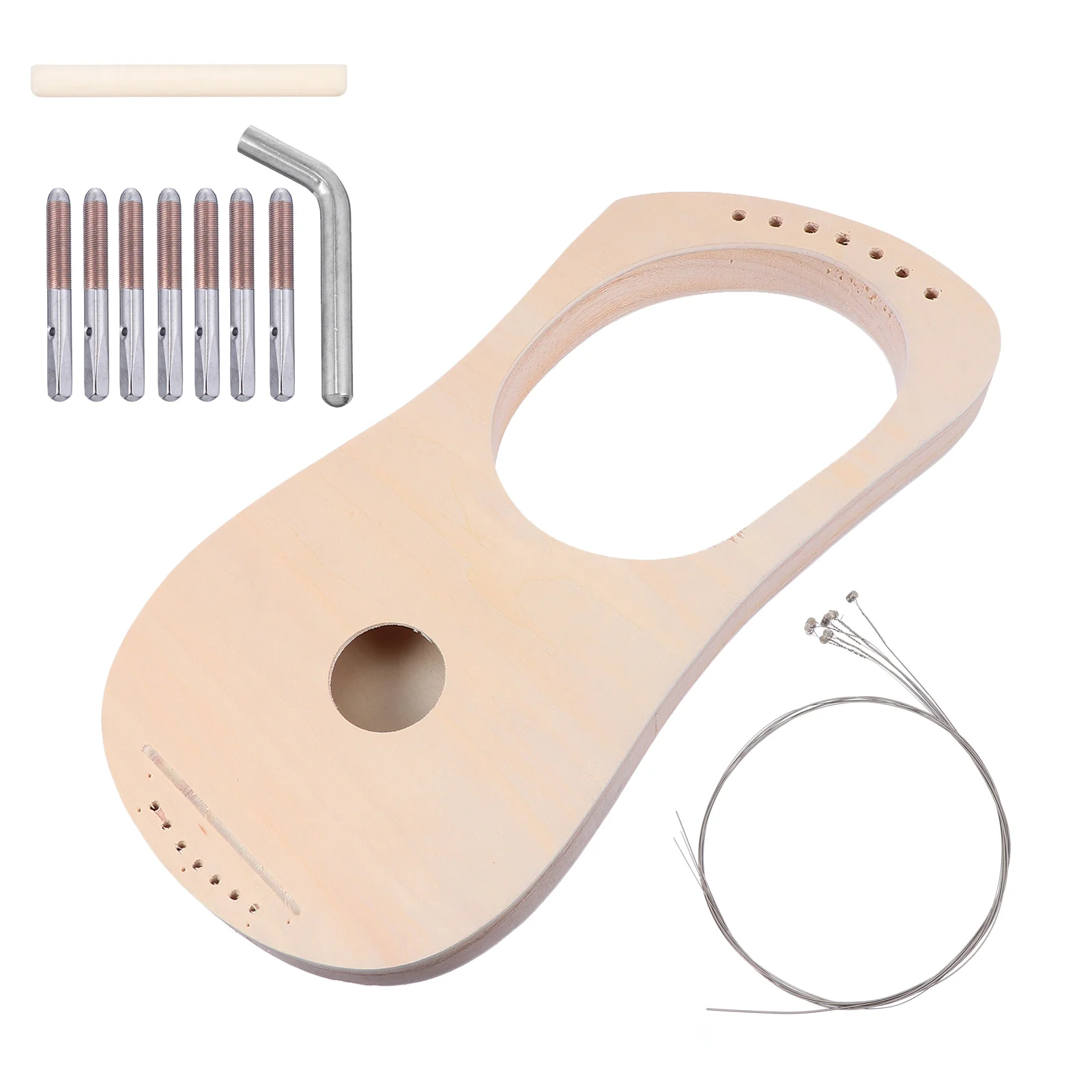 

1 Set Lyre Harp Making Material Kit Interesting Handmade DIY 7 String Lyre Harp Lira Fagote musical instrument