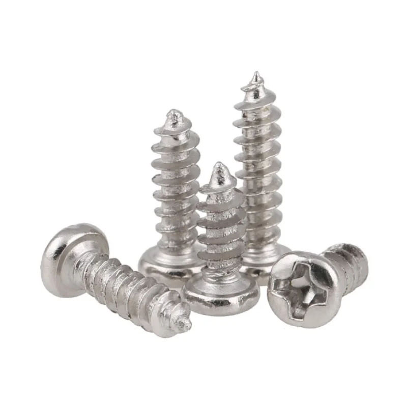 100pcs/lot Phillips Self Tapping Screws Cross Recessed Round Head Nickel Plated Carbon Steel M1, M1.4 M1.7 M2.3 M2.6 M3.5 M5