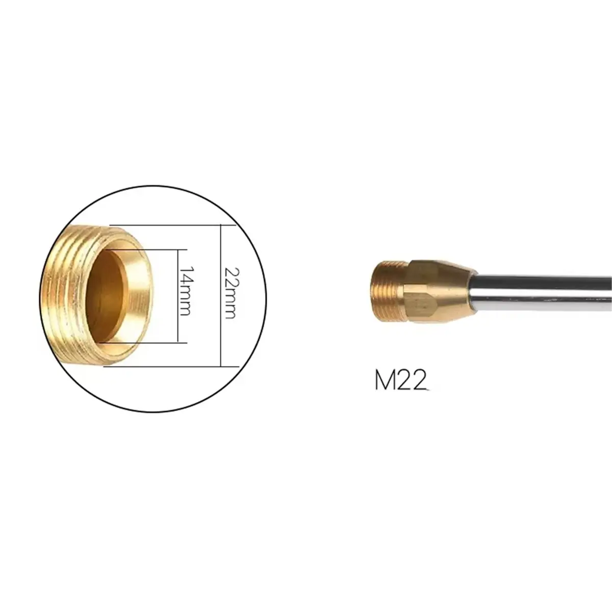 Y268A J~5000PSI High Pressure Washer Extension Rod - 17Inch Stainless Steel with M22 Thread and 1/4inch Quick Connect